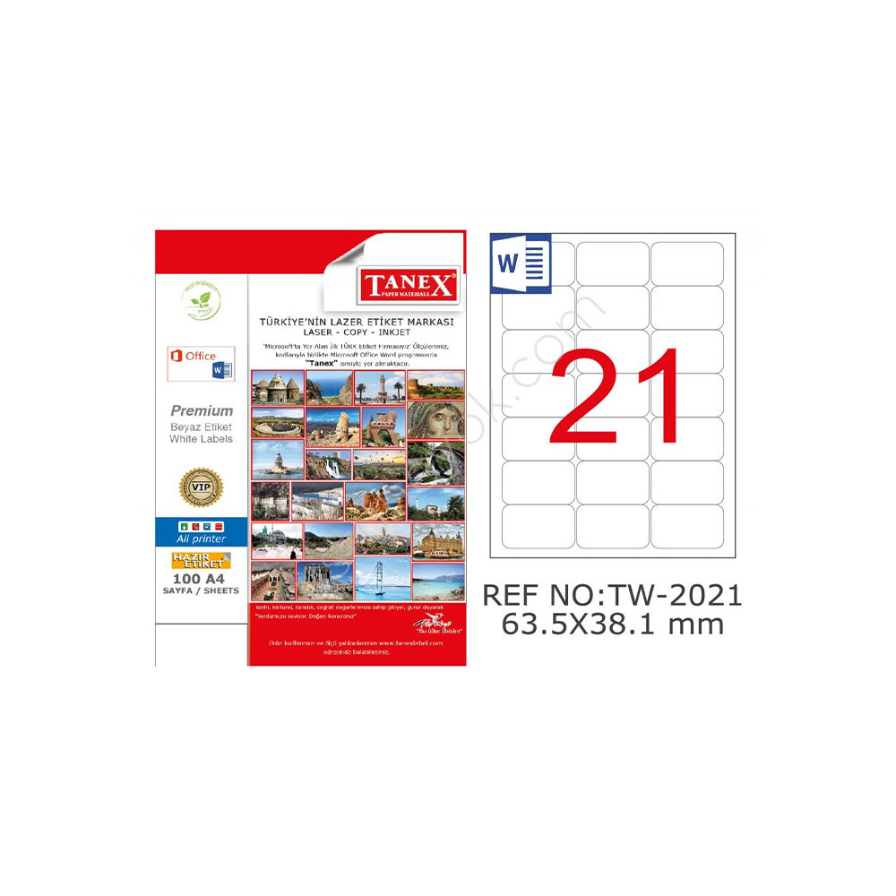 ETİKET A4 LASER 63,5*38,1 100 LÜ